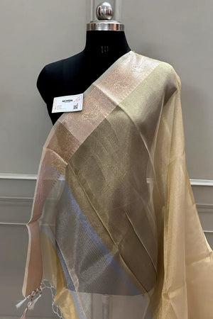 Gold Golden Zari Tissue Silk Banarasi Saree