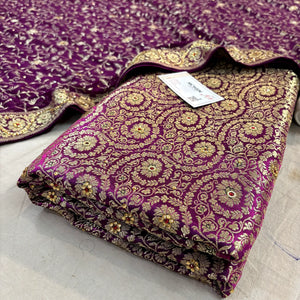 Magenta Murrah Jaal Stone Work Kimkhab Silk Banarasi Gharara