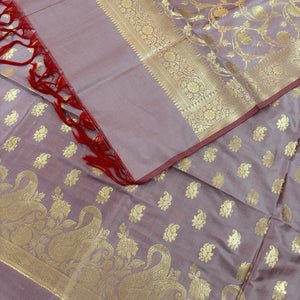 Mauve Godzilla Satin Silk Banarasi Suit
