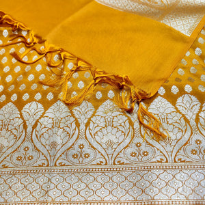 Mustard Kalli Buti Katan Silk Banarasi Suit