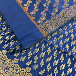 Navy Blue Kadi Patti Satin Silk Banarasi Suit
