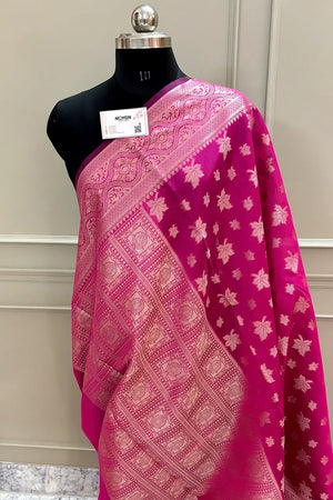 Pink Autumn Buti Chanderi Silk Banarasi Saree