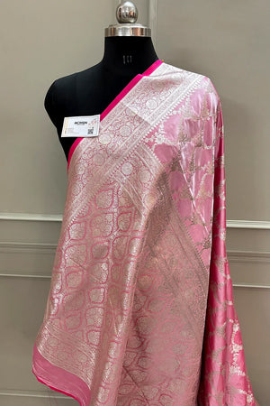 Pink Scorpion Jaal Katan Silk Banarasi Saree