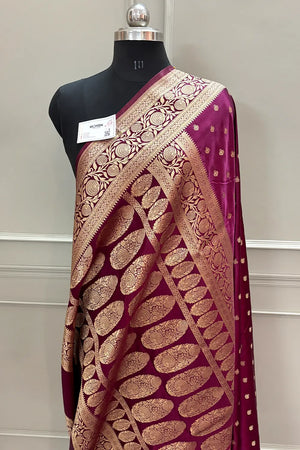 Purple Golden Zari Katan Silk Banarasi Saree