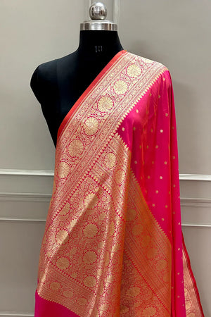 Rani Pink Nanhikali Katan Silk Banarasi Saree