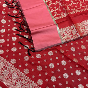 Red Shaktiman Buti Satin Silk Banarasi Suit