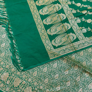 Sea Green Golden Zari Katan Silk Banarasi Suit