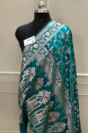 Teal Masakali Katan Silk Banarasi Saree
