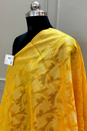 Yellow Golden Zari Banarasi Silk Dupatta