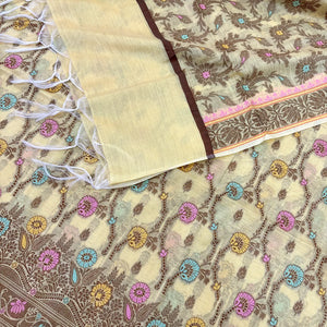 Yellow Resham Zari Banarasi Silk Suit