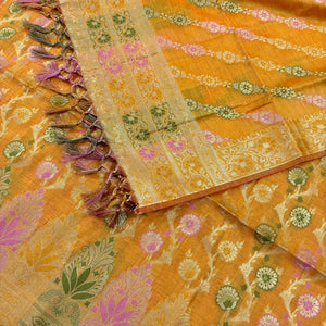Yellow Sindhuri Phool Resham Silk Banarasi Suit