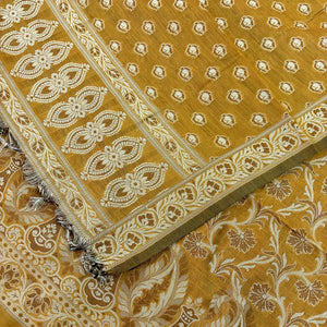 Dark Mustard Surahi Jaal Cotton Silk Banarasi Suit