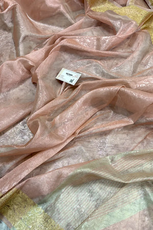 Baby Pink Ambose Tissue Silk Banarasi Saree