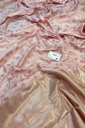 Baby Pink Panchi Buti Katan Silk Banarasi Saree