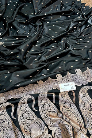 Black Deepak Buti Katan Silk Banarasi Saree