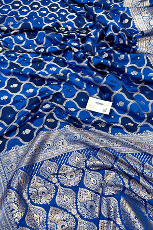 Firozi Ghulam Buti Katan Silk Banarasi Saree