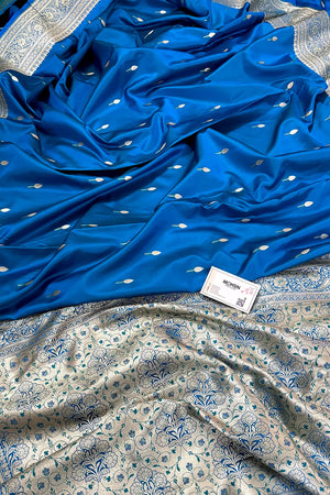 Firozi Tilak Buti Katan Silk Banarasi Saree