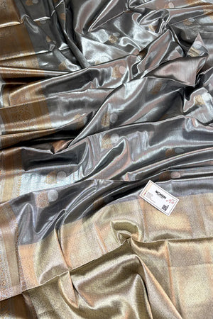 Grey Golden Zari Tissue Silk Banarasi Saree