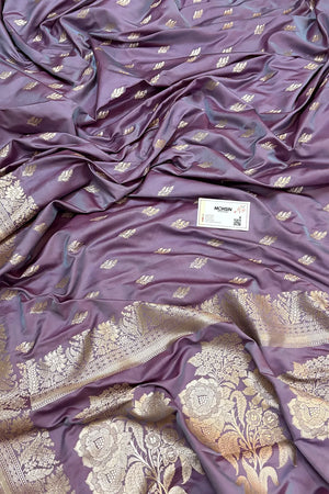 Lavender Aatari Buti Katan Silk Banarasi Saree