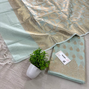 Mint Golden Zari Banarasi Silk Suit