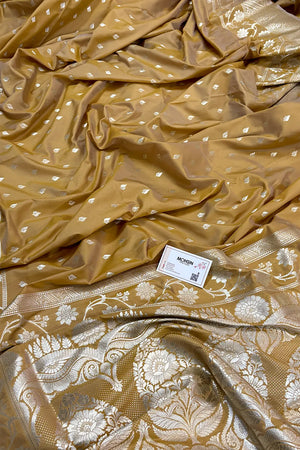 Mustard Mahinki Buti Katan Silk Banarasi Saree