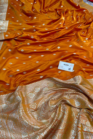 Mustard Mario Patti Katan Silk Banarasi Saree