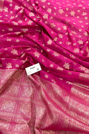 Pink Autumn Buti Chanderi Silk Banarasi Saree