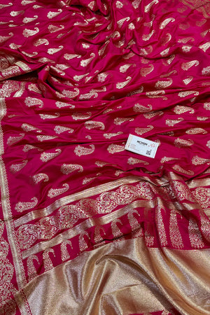 Pink Unicorn Buti Katan Silk Banarasi Saree