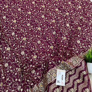 Purple Jharna Laher Stone Work Kimkhab Silk Banarasi Gharara