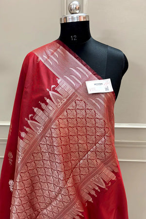 Red Kalyug Satin Silk Banarasi Saree