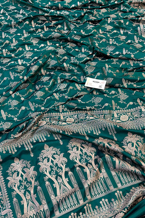 Teal Masakali Katan Silk Banarasi Saree
