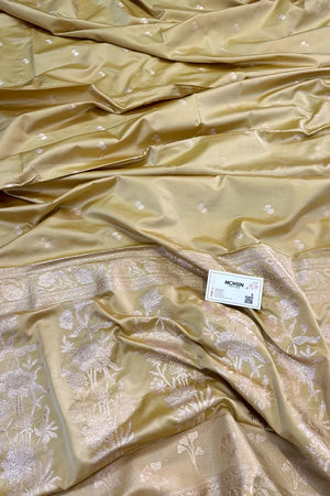 Yellow Babu Buti Katan Silk Banarasi Saree