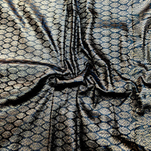 Black Brocade Satin Silk Banarasi Fabric