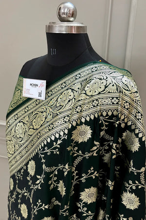 Black Ghumi Jaal Katan Silk Banarasi Saree