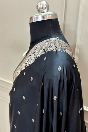 Black Golden Zari Katan Silk Banarasi Saree