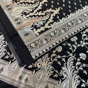 Black Golden Zari Katan Silk Banarasi Suit