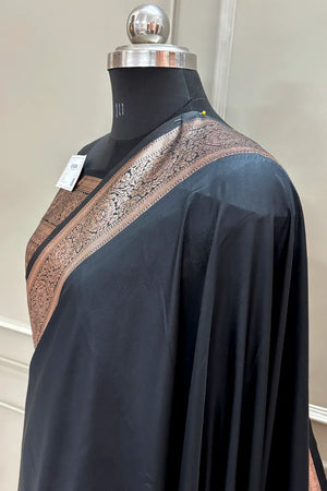 Black Golden Zari Satin Silk Banarasi Saree