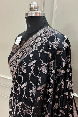 Black Masakali Katan Silk Banarasi Saree