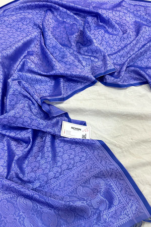 Dark Lavender Resham Zari Silk Banarasi Stole