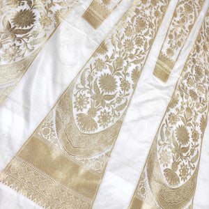 White Dyeable 24 Kalli Handloom Katan Silk Banarasi Lahenga Set