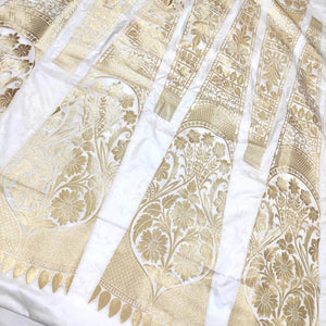 White Dyeable 24 Kalli Katan Silk Pure Banarasi Handloom Lahenga