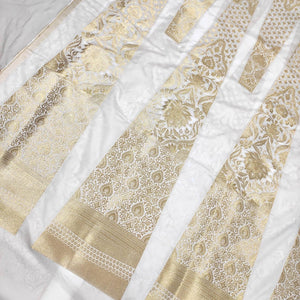 Dyeable 24 Kalli Pure Katan Silk Banarasi Handloom Lahenga White
