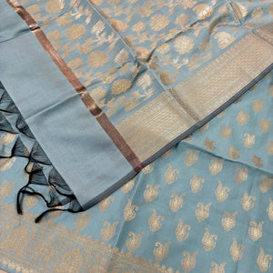 Firozi Chirag Buti Satin Silk Banarasi Suit