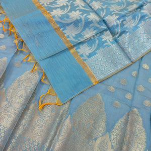 Firozi Golden Zari Banarasi Silk Suit