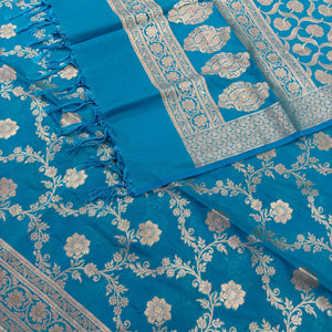 Firozi Kashmiri Jaal Katan Silk Banarasi Suit