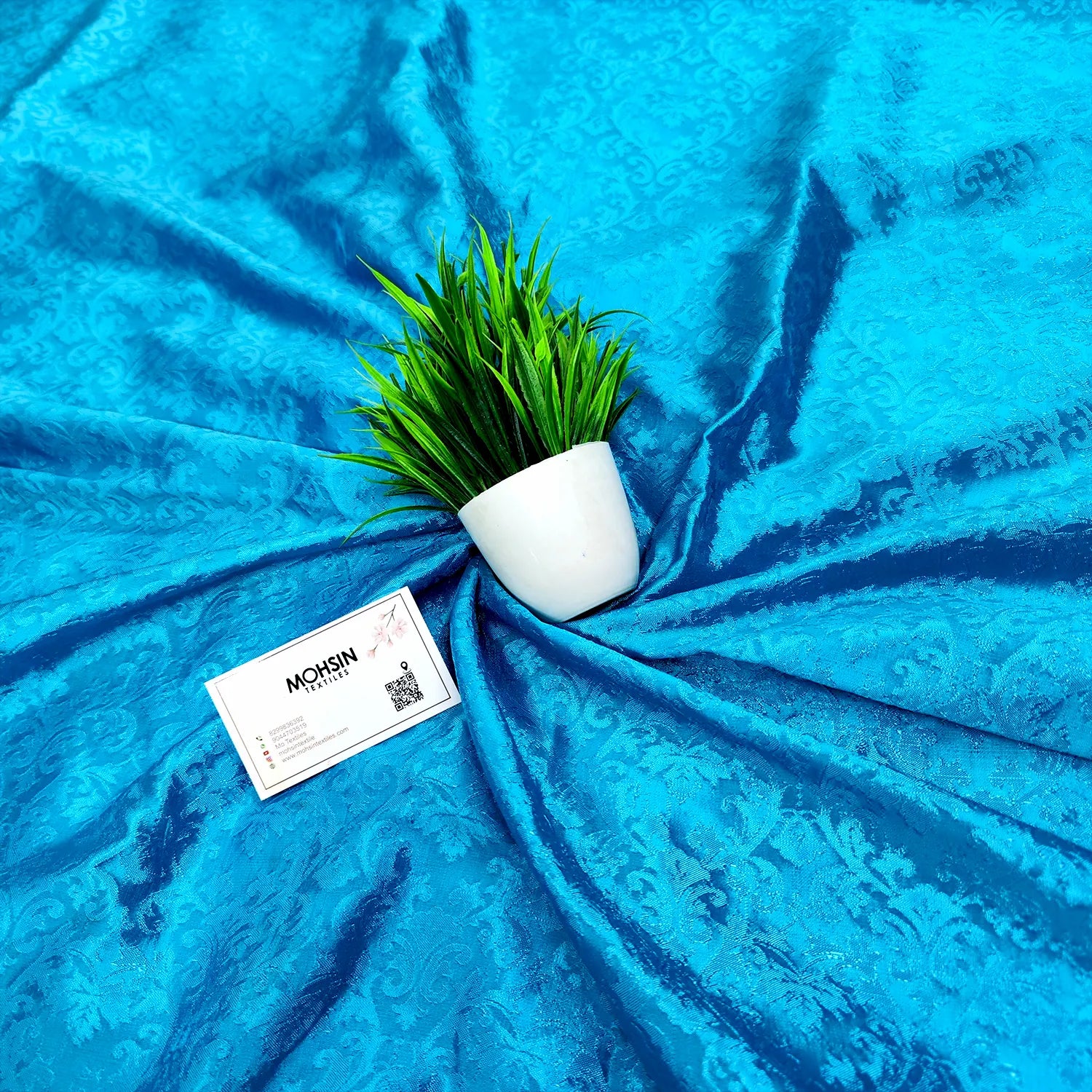 Firozi Tanchoi Satin Silk Banarasi Fabric