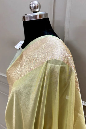 Yellow Zari Tissue Silk Banarasi Saree