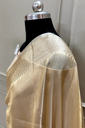 Gold Zari Tissue Silk Banarasi Saree