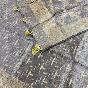 Grey Golden Zari Tissue Silk Banarasi Suit