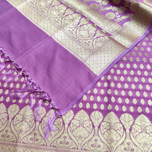 Lavender Kalli Buti Katan Silk Banarasi Suit